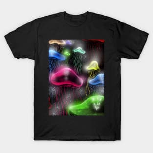 Glowing Colorful Jellyfish Underwater T-Shirt